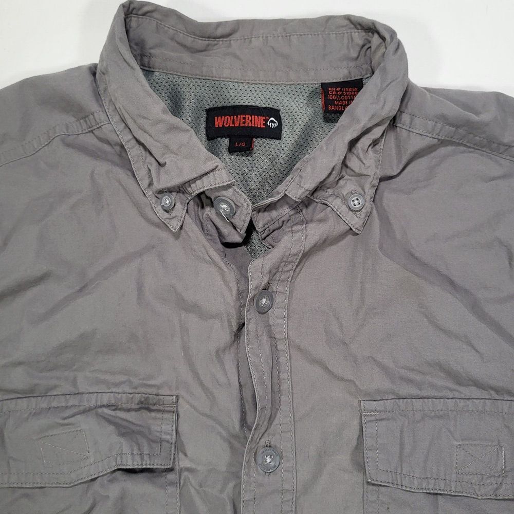 Wolverine Men's Large‎ Gray Short Sleeve Vented Outdoor Hiking Shirt